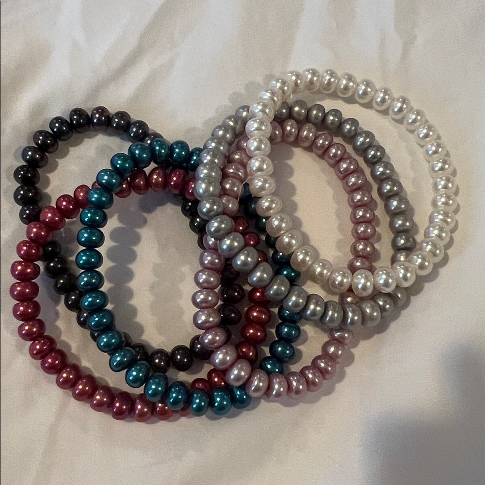 Tara Pearls Essentials Set of 6 Multicolor Pearl Stretch Bracelets